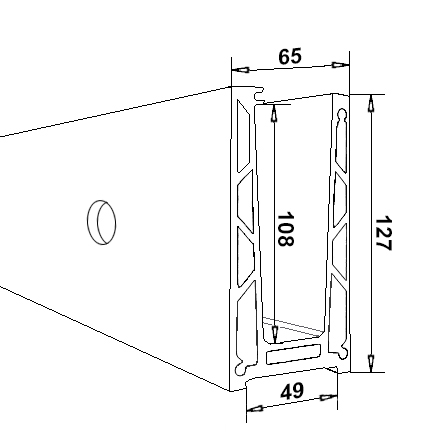 KM551 Alu Adjustable  wall profil 1.5kN L=2,5 M satin anodized black