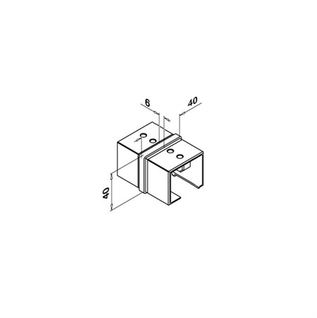 KMU-025 Connector 180 degr. Square Slot Tube 40x40x1.5 24x24