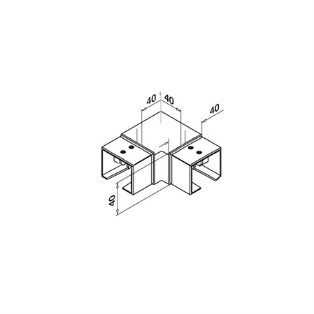 KMU-026 Connector 90 degr. Square Slot Tube 40x40x1.5 24x24